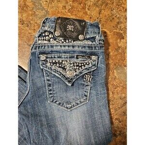 Miss Me Cuffed Capri Size 26 Embezzled Y2K Denim  ‎ Inseam 20"  (J1)